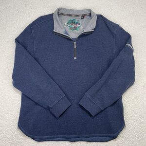 ROBERT GRAHAM Mens XL Mistral Blue Grey 1/4 Zip Long Sleeve Sweater Quarter Zip